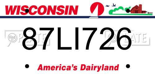 87LI726 Wisconsin License Plate