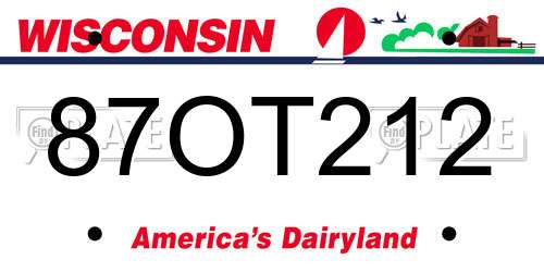 87OT212 Wisconsin License Plate