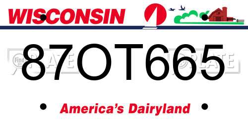 87OT665 Wisconsin License Plate