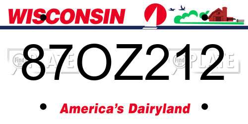87OZ212 Wisconsin License Plate