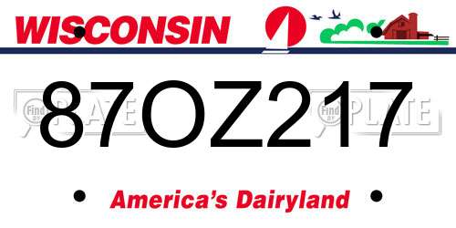87OZ217 Wisconsin License Plate