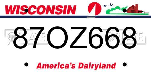 87OZ668 Wisconsin License Plate