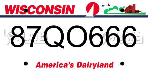 87QO666 Wisconsin License Plate