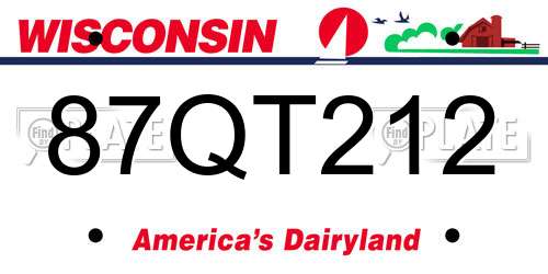 87QT212 Wisconsin License Plate
