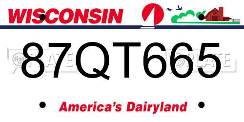 87QT665 Wisconsin License Plate
