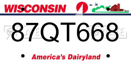 87QT668 Wisconsin License Plate