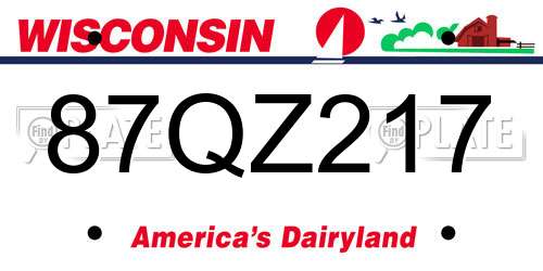 87QZ217 Wisconsin License Plate