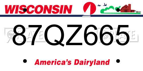 87QZ665 Wisconsin License Plate