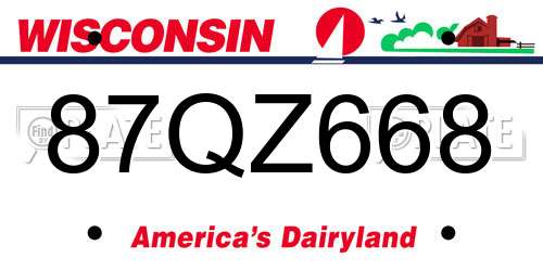 87QZ668 Wisconsin License Plate