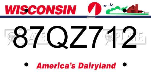 87QZ712 Wisconsin License Plate