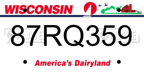 87RQ359 Wisconsin License Plate