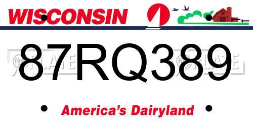 87RQ389 Wisconsin License Plate