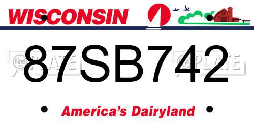 87SB742 Wisconsin License Plate