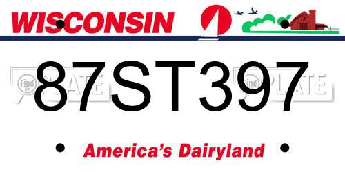 87ST397 Wisconsin License Plate