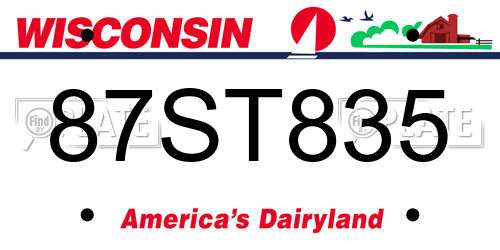 87ST835 Wisconsin License Plate