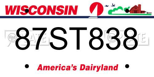 87ST838 Wisconsin License Plate