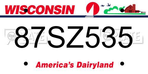 87SZ535 Wisconsin License Plate