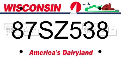 87SZ538 Wisconsin License Plate
