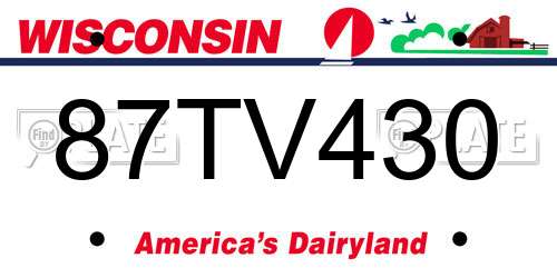 87TV430 Wisconsin License Plate