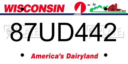 87UD442 Wisconsin License Plate