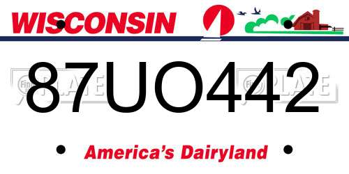 87UO442 Wisconsin License Plate