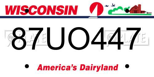 87UO447 Wisconsin License Plate