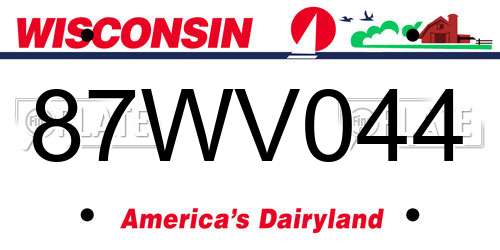 87WV044 Wisconsin License Plate
