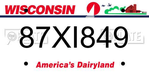 87XI849 Wisconsin License Plate