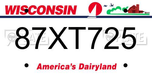 87XT725 Wisconsin License Plate