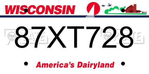 87XT728 Wisconsin License Plate
