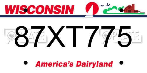 87XT775 Wisconsin License Plate
