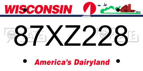 87XZ228 Wisconsin License Plate