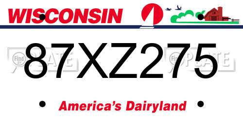 87XZ275 Wisconsin License Plate