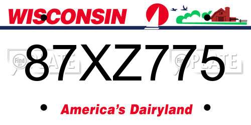 87XZ775 Wisconsin License Plate