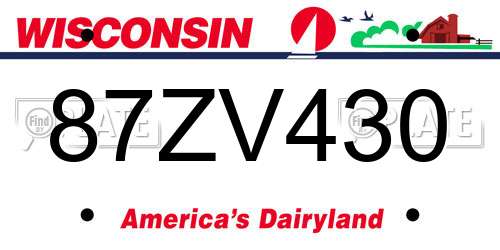 87ZV430 Wisconsin License Plate