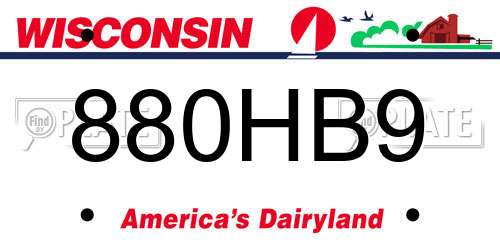 880HB9 Wisconsin License Plate