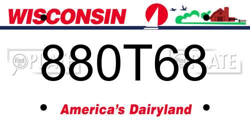 880T68 Wisconsin License Plate