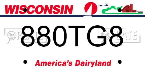 880TG8 Wisconsin License Plate