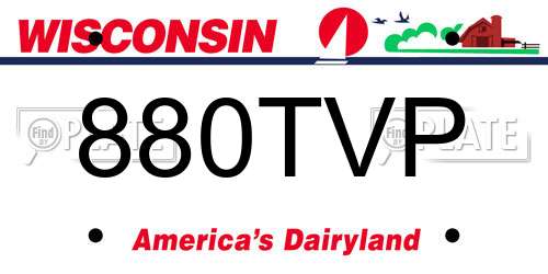 880TVP Wisconsin License Plate