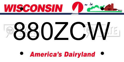 880ZCW Wisconsin License Plate