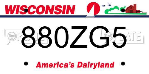 880ZG5 Wisconsin License Plate