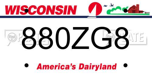 880ZG8 Wisconsin License Plate