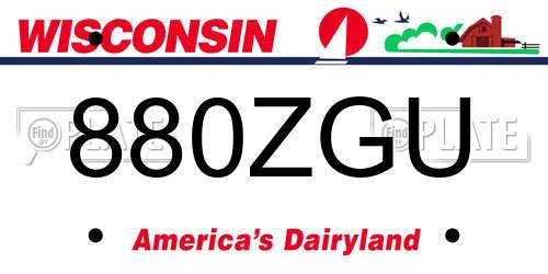 880ZGU Wisconsin License Plate