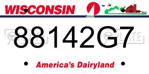88142G7 Wisconsin License Plate
