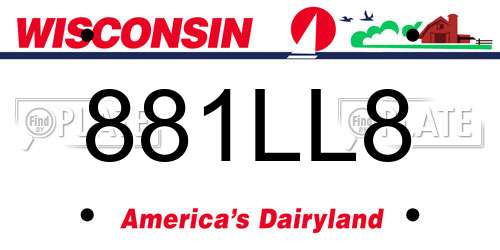 881LL8 Wisconsin License Plate