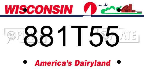 881T55 Wisconsin License Plate