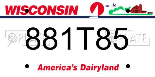 881T85 Wisconsin License Plate
