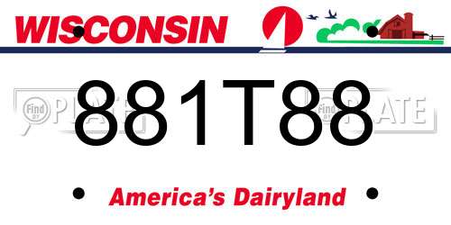 881T88 Wisconsin License Plate