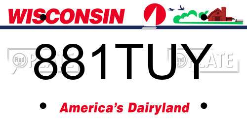 881TUY Wisconsin License Plate