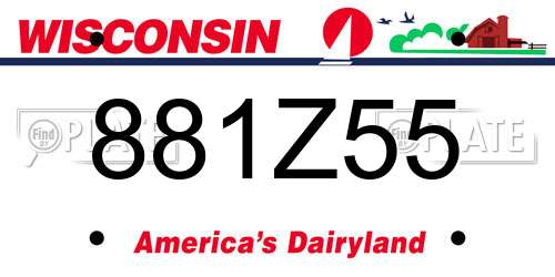 881Z55 Wisconsin License Plate